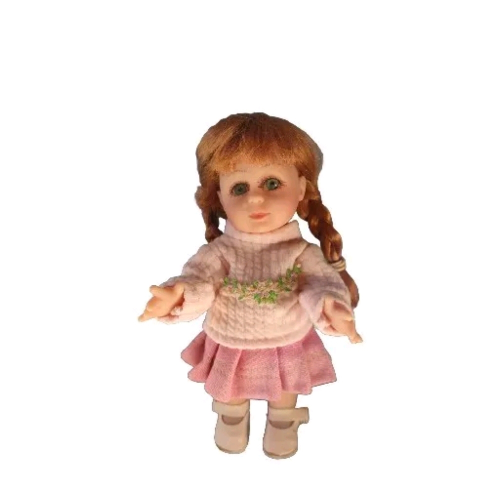Cathay Collection Doll 8" Red Head Blue Eyes Hard Plastic Sweater Skirt Bloomers